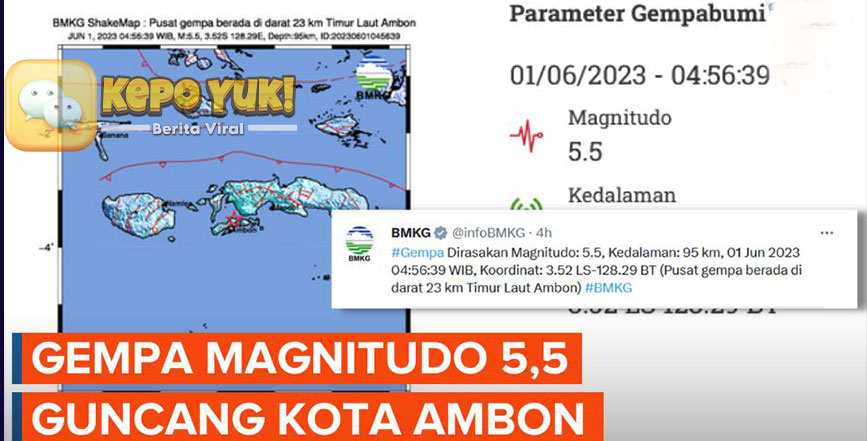 Gempa Berkekuatan Magnitudo 5,5 Guncang Ambon