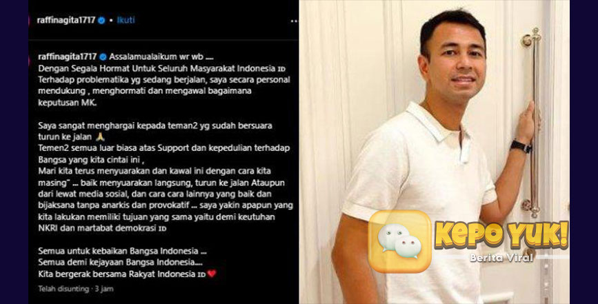 Raffi Ahmad Putusan MK: Kawal Dengan Cara Kita Masing-masing